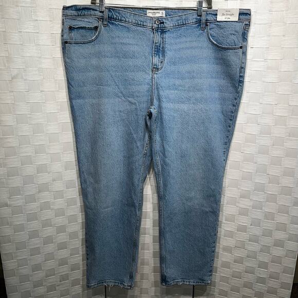 Abercrombie & Fitch Women's The Straight Mid Rise Jeans Plus Size 37 Medium Wash - Picture 2 of 13